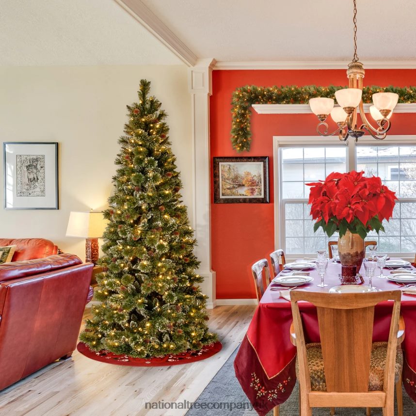 Trees | National Tree Company 75 ft Glittery Bristle Pine Slim Tree with Dual Color LED Lights F2L4F29